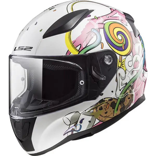 LS2 FF353 RAPID MINI CRAZY POP full face kid helmet Bianco Rosa