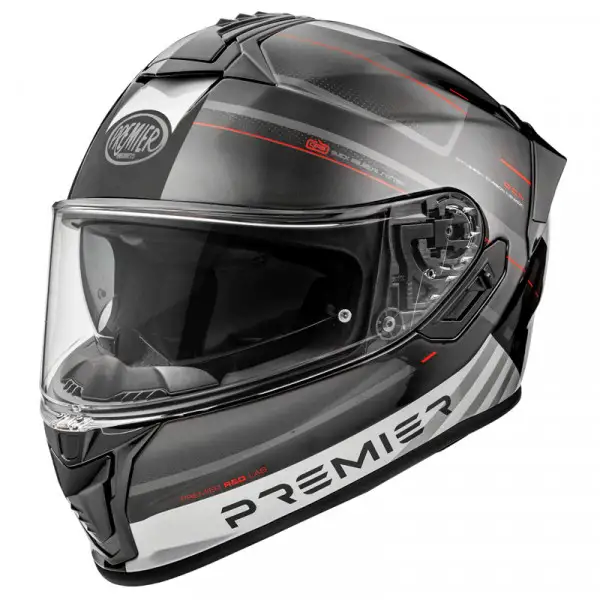 Premier EVOLUTION SP 92 full face helmet in Black White Red fiber