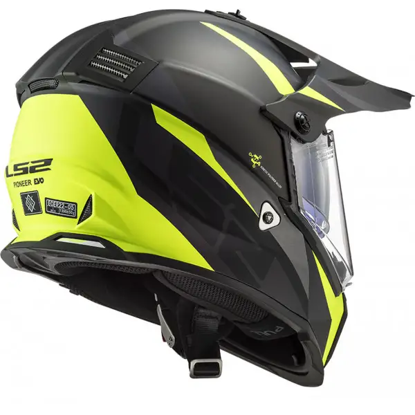 LS2 MX436 PIONEER EVO ROUTER full face touring helmet MATT BLACK HiVis YELLOW