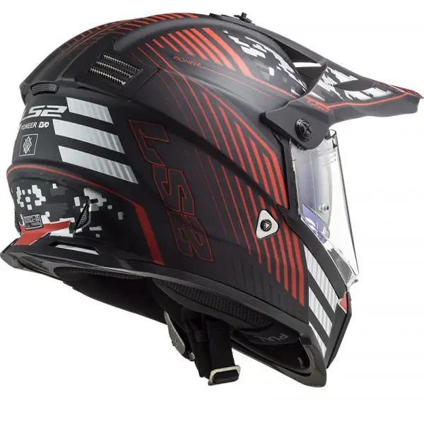 LS2 MX436 PIONEER EVO SATURN MATT BLACK RED touring full face helmet