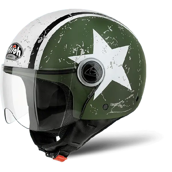 Airoh Compact Pro Long visor in the box Shield  jet helmet green matt