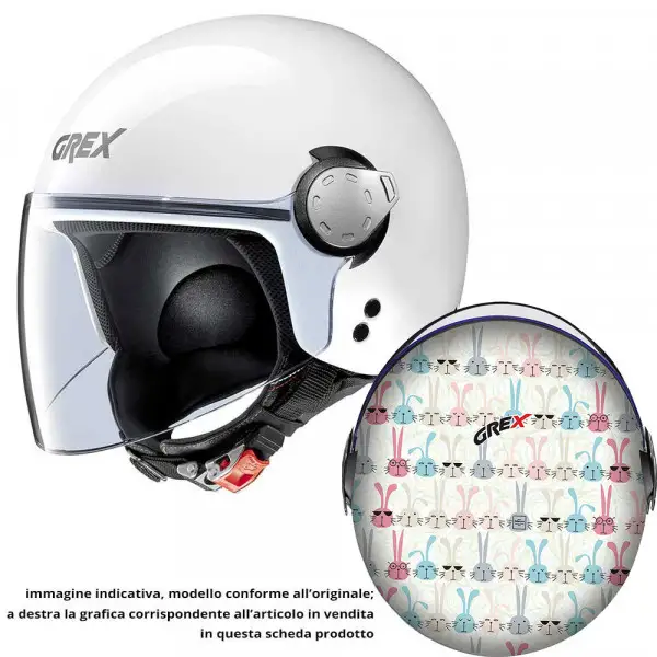 Grex G1.1 ARTWORK jet helmet Bunny White Multicolor
