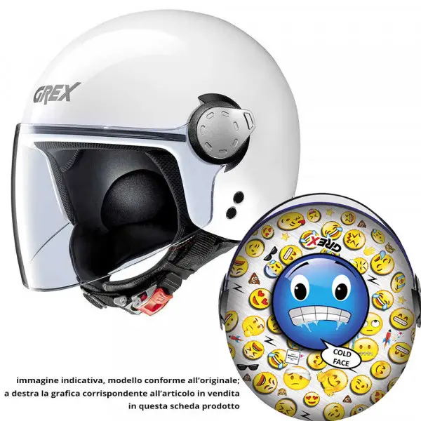 GREX G1.1 ARTWORK Cold Face kid jet helmet White Yellow Blue
