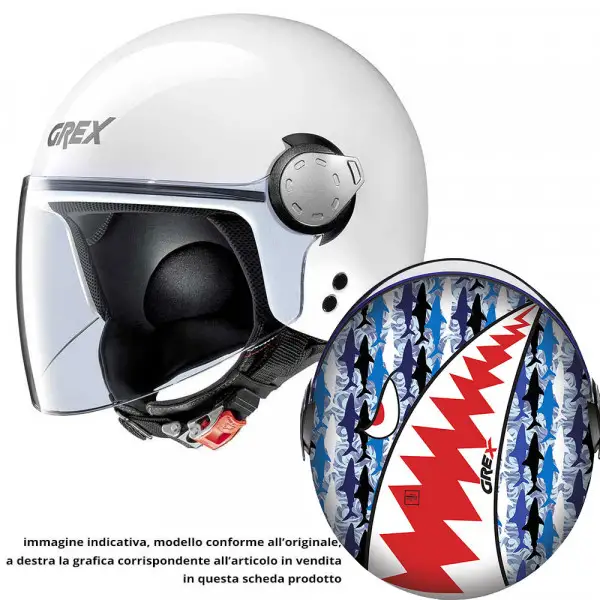 Grex G1.1 ARTWORK jet helmet Jaw White Blue Red