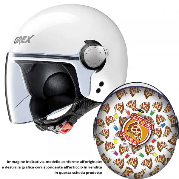 GREX G1.1 ARTWORK Pizza Party kid jet helmet White Orange Red