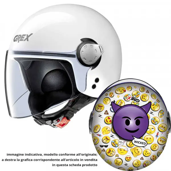 GREX G1.1 ARTWORK WICKED kid jet helmet White Yellow Purple