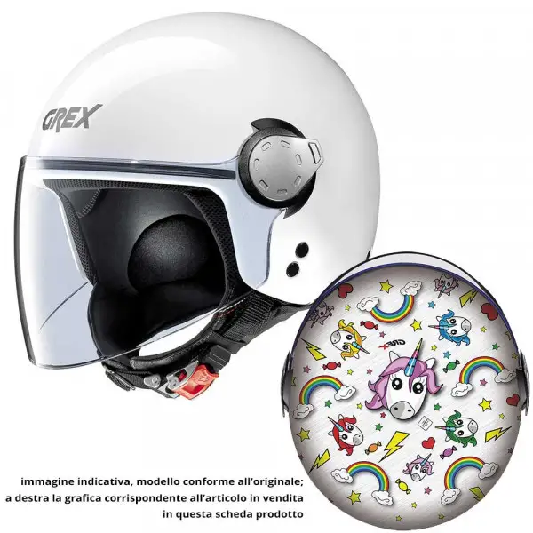 Grex G1.1 ARTWORK kid jet helmet Unicorn White Multicolor