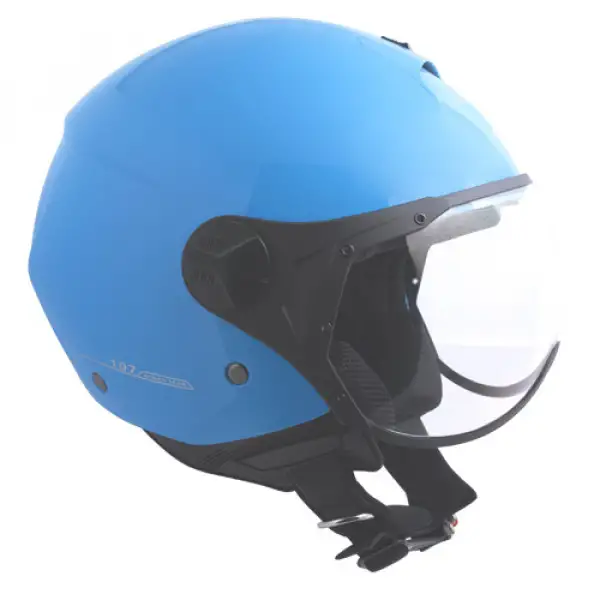 CGM 107A Florence shaped visor jet helmet metal light blue