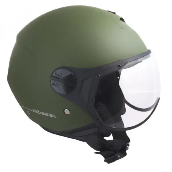 CGM 107A Florence shaped visor jet helmet green rubberized