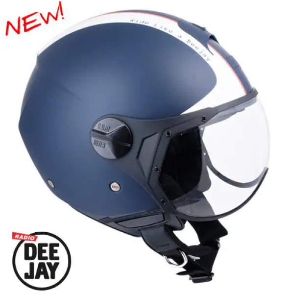 CGM 107DJ1 Deejay shaped visor jet helmet blue rubberized