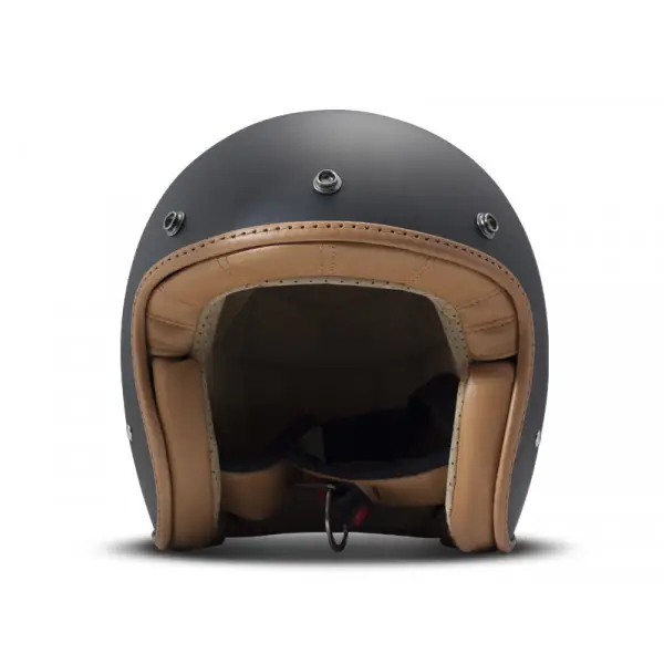 DMD Leather Vintage Pillow jet helmet carbon Matt Black Brown