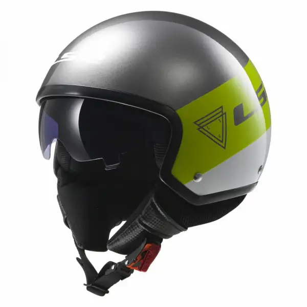 Casco jet LS2 OF561 Wave Beat Verde Fluo