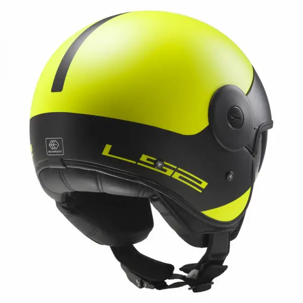 Casco jet LS2 OF597 Cabrio Via Hi-Vision Giallo Opaco Nero