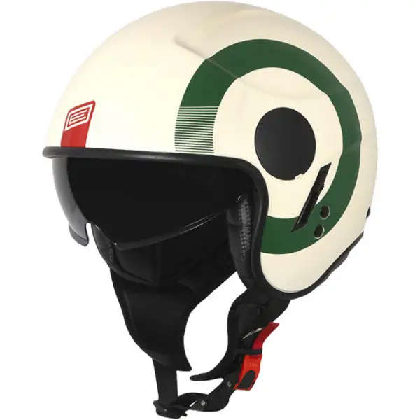 Origine Sierra Round Matt Green Red White jet helmet