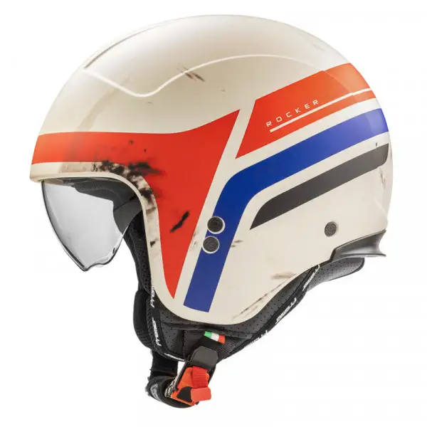 Premier jet helmet ROCKER ON 1 BM Dirty White Red Matt Blue