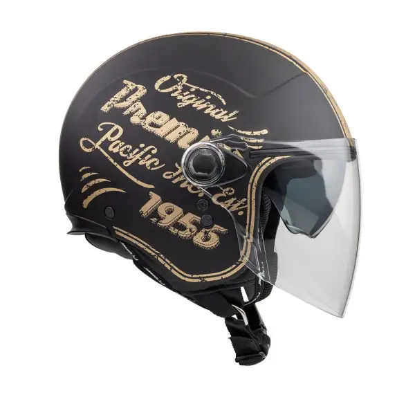 Premier ROCKER VISOR OR19 BM jet helmet matt black gold