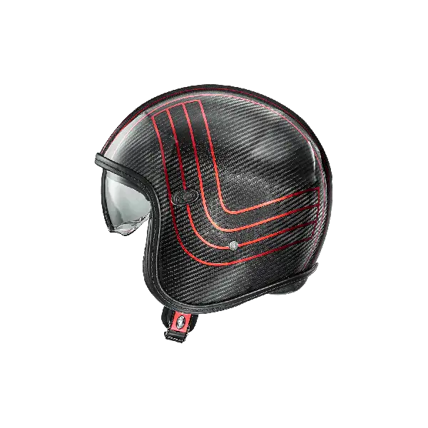 Premier Vintage Platinum ED jet helmet. CABON EX RED CHROMED 22.06 Black Red