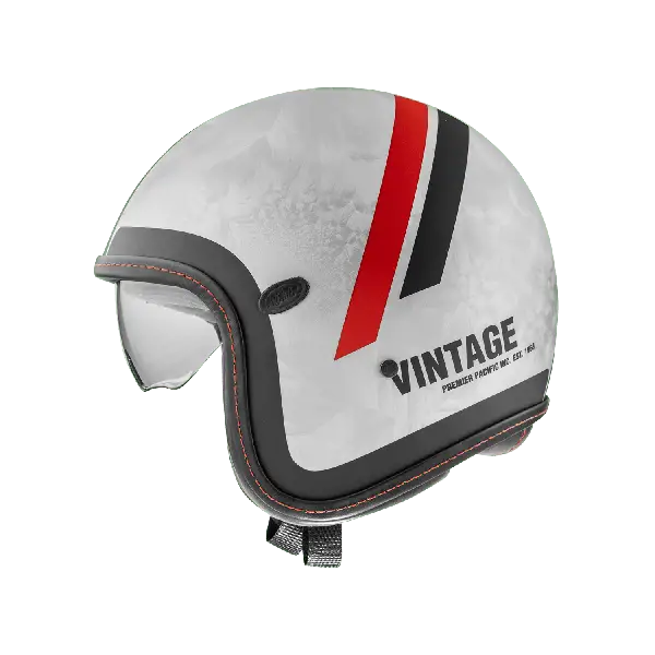 Premier Vintage Platinum ED jet helmet. DR DO 92 RED SEW 22.06 Silver Red Black