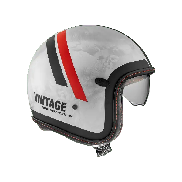 Premier Vintage Platinum ED jet helmet. DR DO 92 RED SEW 22.06 Silver Red Black