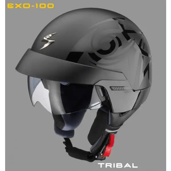 Scorpion Exo 100 Tribal jet helmet Black