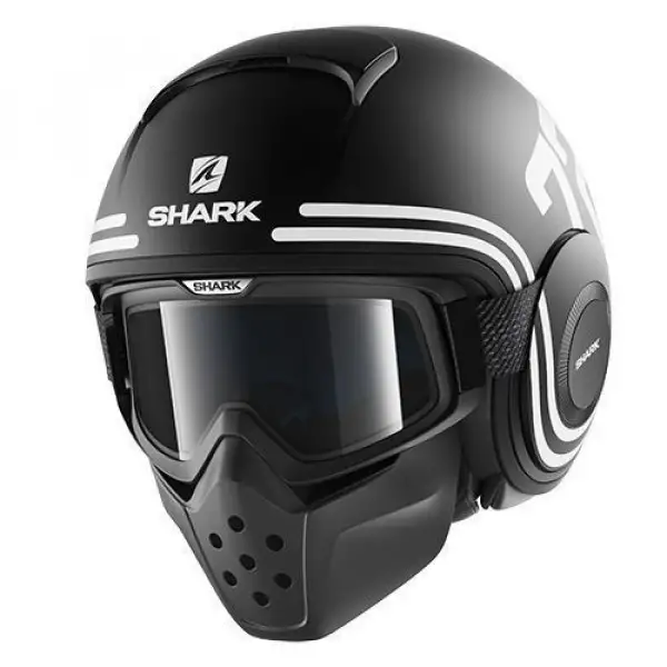 Casco jet Shark Raw 72 Mat Nero bianco arancio opaco