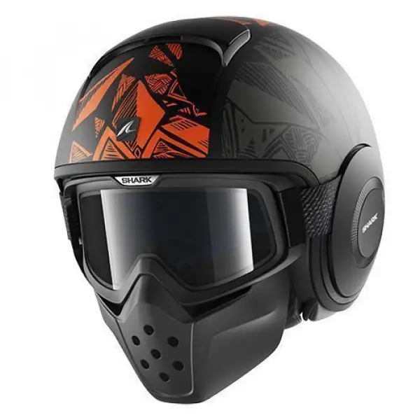 Casco jet Shark Raw Dante Mat nero arancio antracite opaco