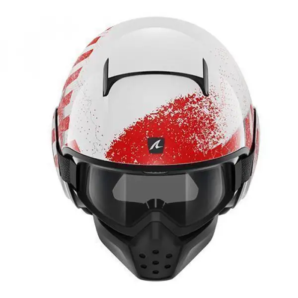 Casco jet Shark Raw Ducast bianco rosso argento