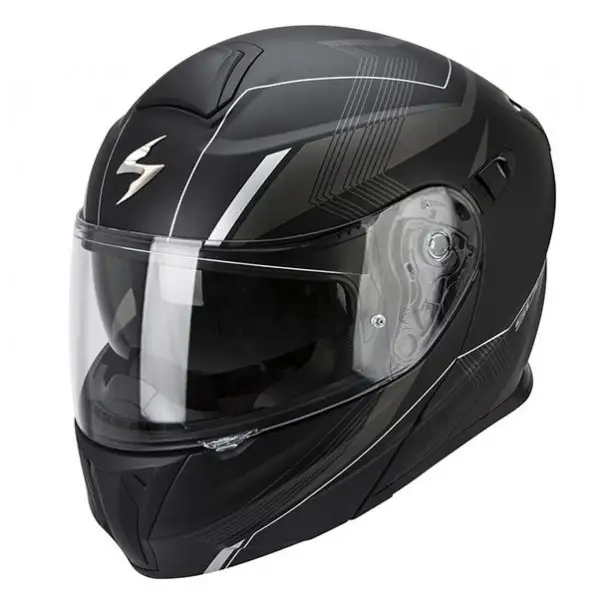 Casco modulare Scorpion Exo 920 Gem Nero opaco Argento