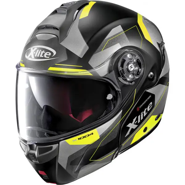 X-Lite X-1004 DEDALON N-COM flip up helmet matt Black Yellow