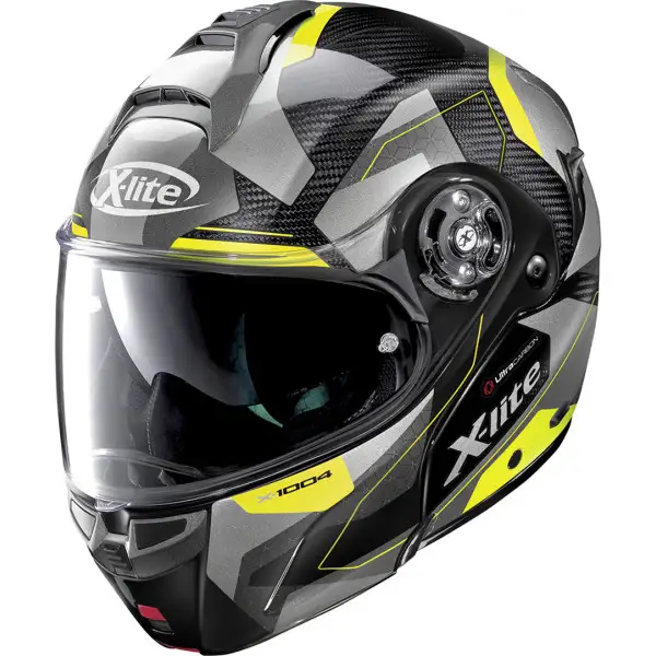 X-Lite X-1004 Ultra Carbon DEDALON N-COM flip up helmet Carbon Black Yellow