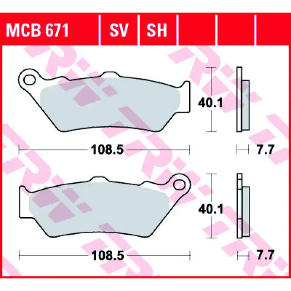 Pair of sintered TRW rear brake pads