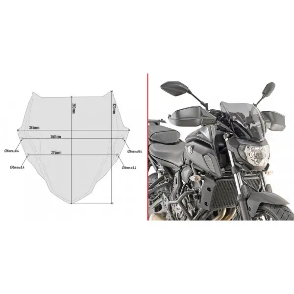 Givi A2140 smokedd fairing specific for YAMAHA MT-07
