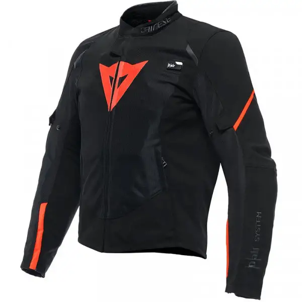 Dainese Smart Jacket LS Sport motorcycle jacket Black Red Fluo