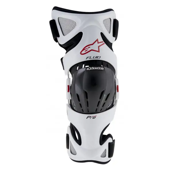 Coppia ginocchiere protettive Alpinestars Fluid Pro bianco nero rosso