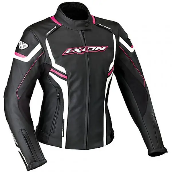 Ixon Stunter Lady leather jacket Black White Fuchsia