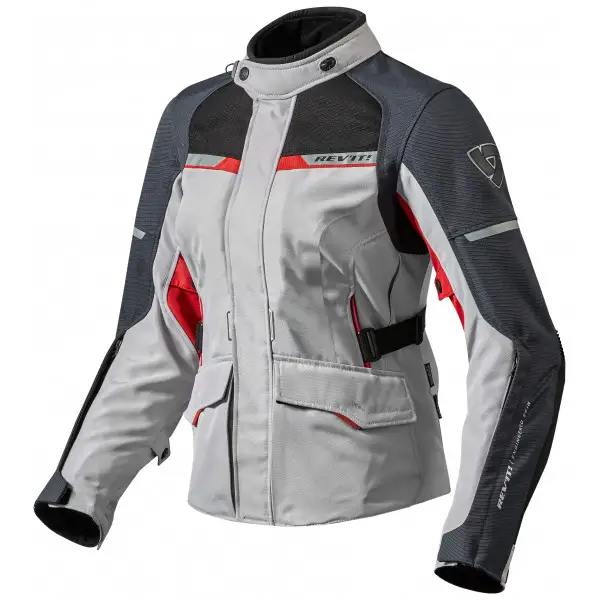 Giacca moto donna Rev'it Outback 2 argento rosso