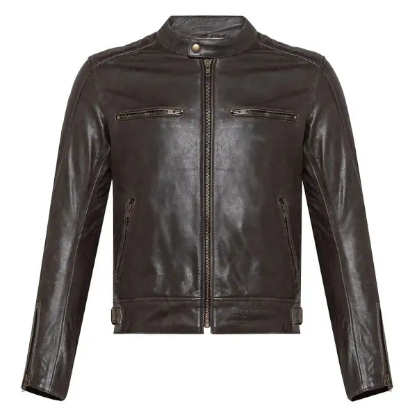 Carburo TWISTER CE certified leather jacket Brown