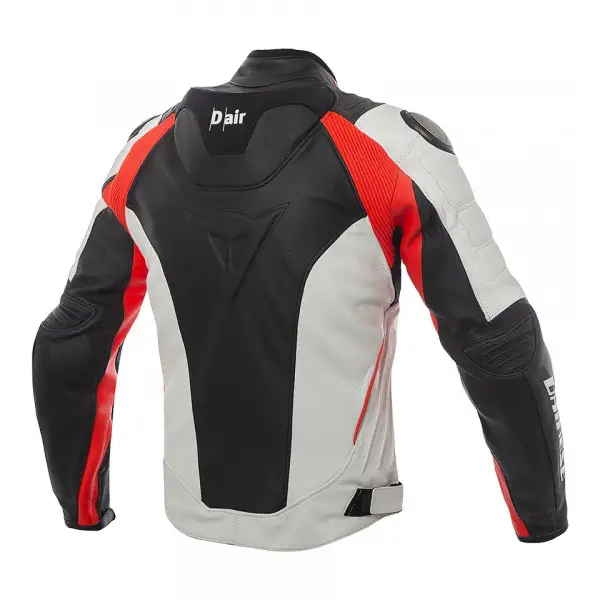 Dainese D-Air Misano 1000 leather jacket white black fluo red