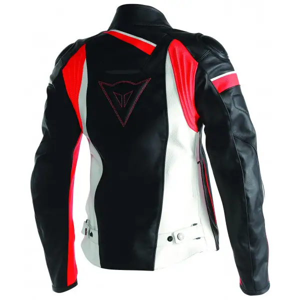 Giacca moto pelle donna Dainese Veloster Lady nero bianco rosso 