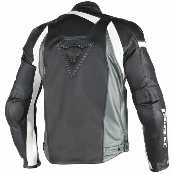 Dainese Veloster leather summer jacket Black Anthracite White