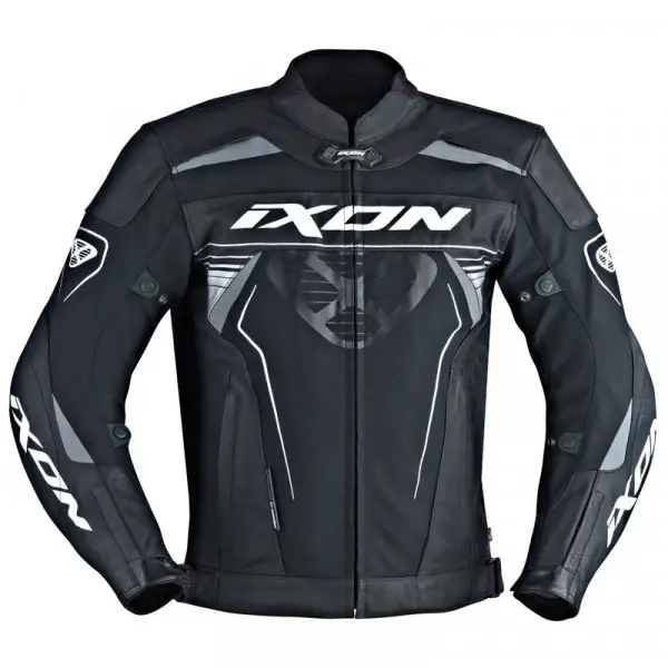 Ixon Frantic leather summer motorcycle jacket black white