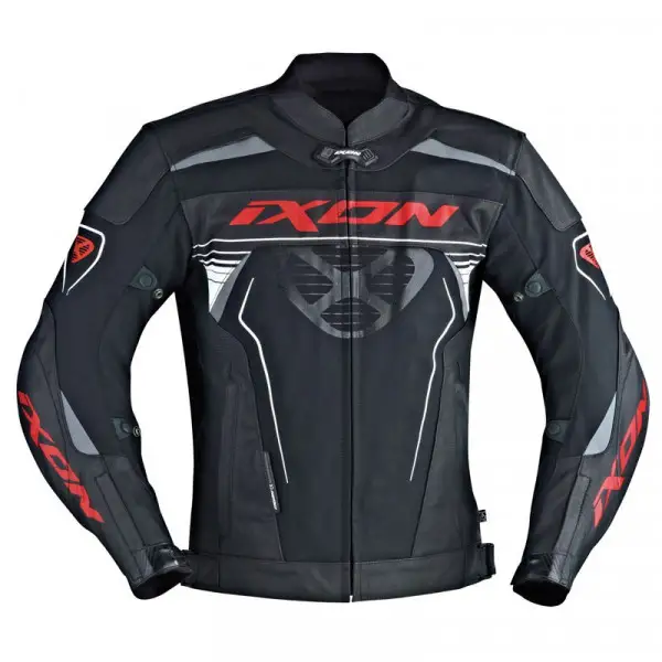 Ixon Frantic leather summer motorcycle jacket black white red