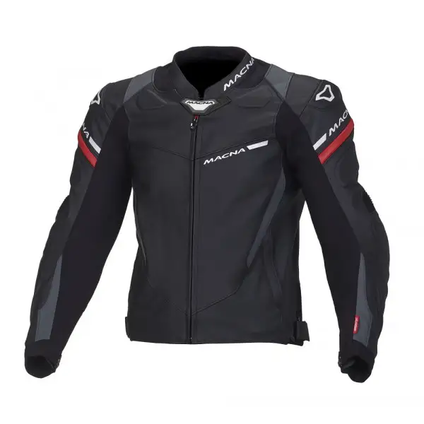 Macna leather jacket Hyper black grey red