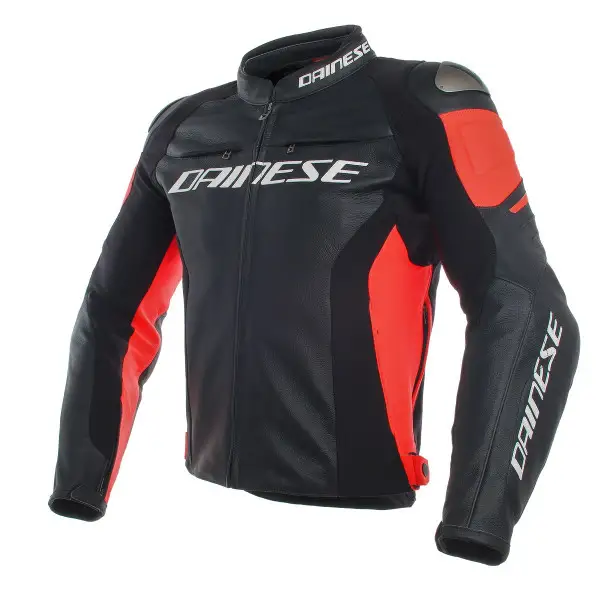 Dainese RACING 3 leather jacket black black fluo red