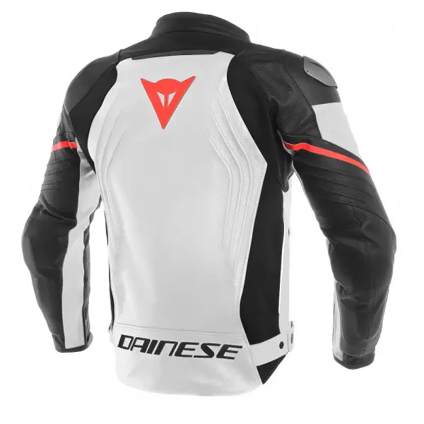 Dainese RACING 3 leather jacket perforated white black red