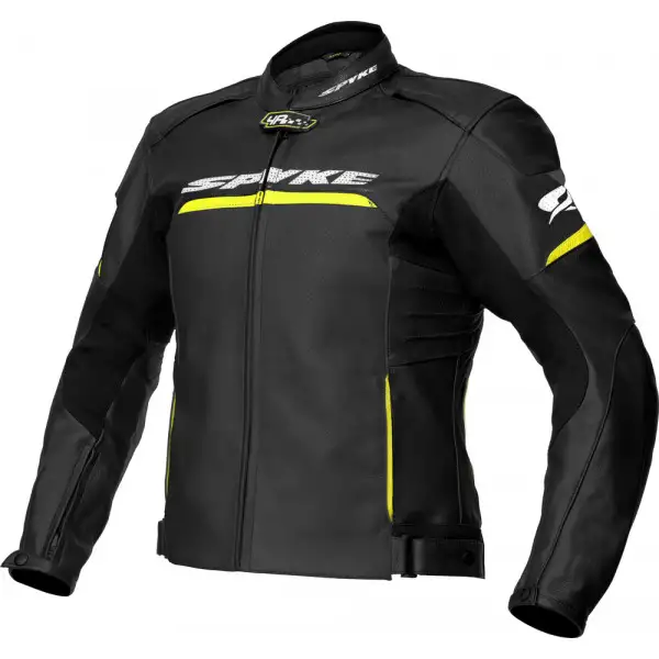 Spyke IMOLA EVO 2.0 leather jacket Black Fluo Yellow