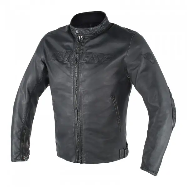 Dainese Archivio D1 Black logo perforated leather jacket