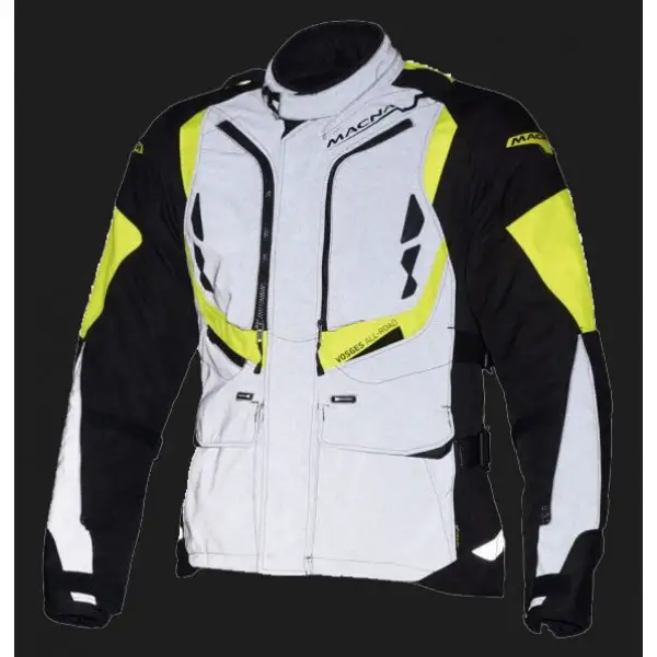 Giacca moto tessuto Macna Voges WP Night Eye nero giallo fluo