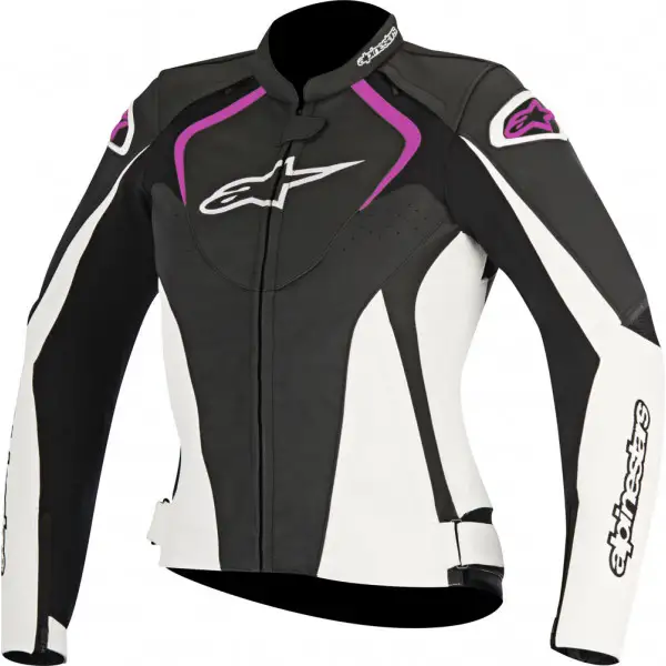 Alpinestars Stella jaws women leather jacket black white fuchsia