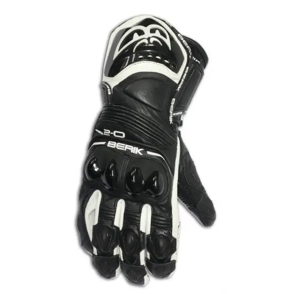 Guanti moto pelle racing Berik G10579 Nero Bianco